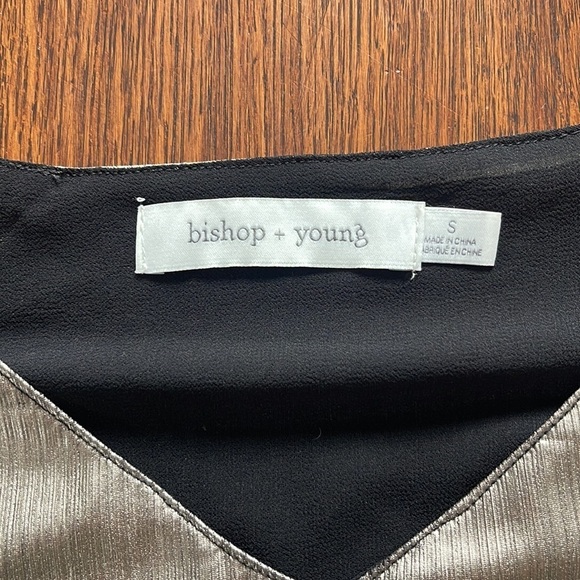 Bishop + young Anthropologie metallic black V-neck cropped tank top cami small - Picture 2 of 7